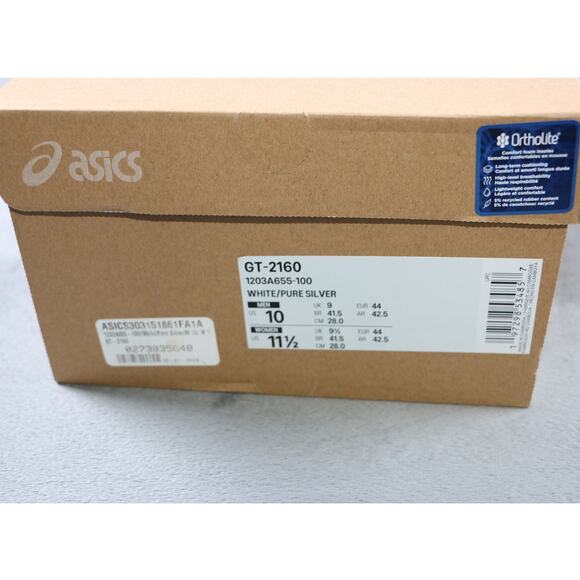 ASICS GT-2160 Above The Clouds White Silver Mens 10 Sneakers New w/ Box